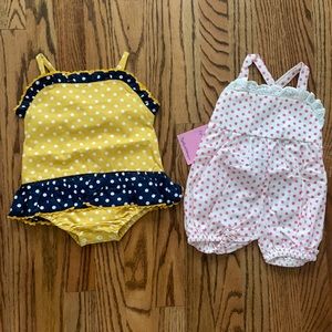 LOT OF 2 Polka Dot Ruffle Summer Rompers